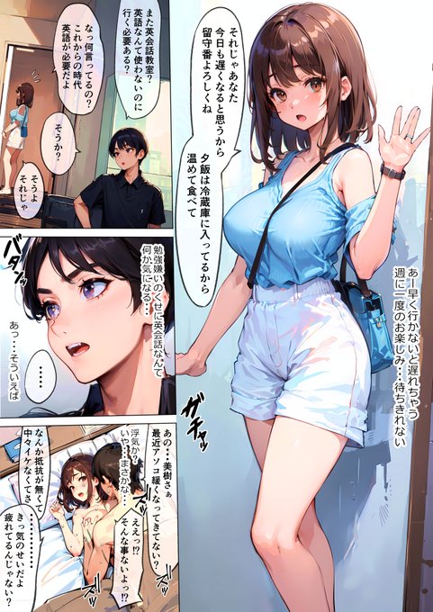 即落ち漫画シリーズ AIリメイク 第1弾!
「英会話教室通いが止められない人妻ちゃん」
公開しました!

フル解像度原稿とPSDファイル公開中!
Full-resolution illustrations, PSD files now available!
FANBOX https://t.co/OAK8VYLfyo
Fantia https://t.co/GDFlV0KupZ
Cien https://t.co/9FP1aljodF 