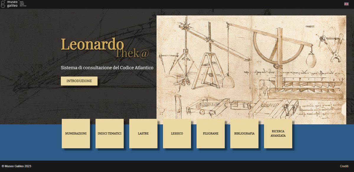 museogalileo's tweet photo. As of today, 1 March 2023, the innovative digital repository "Leonardo//Thek@-Codex Atlanticum" is online: an archive that allows consultation of the images and transcriptions of the nearly 1,200 folios of the manuscript.

https://t.co/NK9XxxHIax

#LeonardoDaVinci #Histsci https://t.co/b3k0EQnH9x
