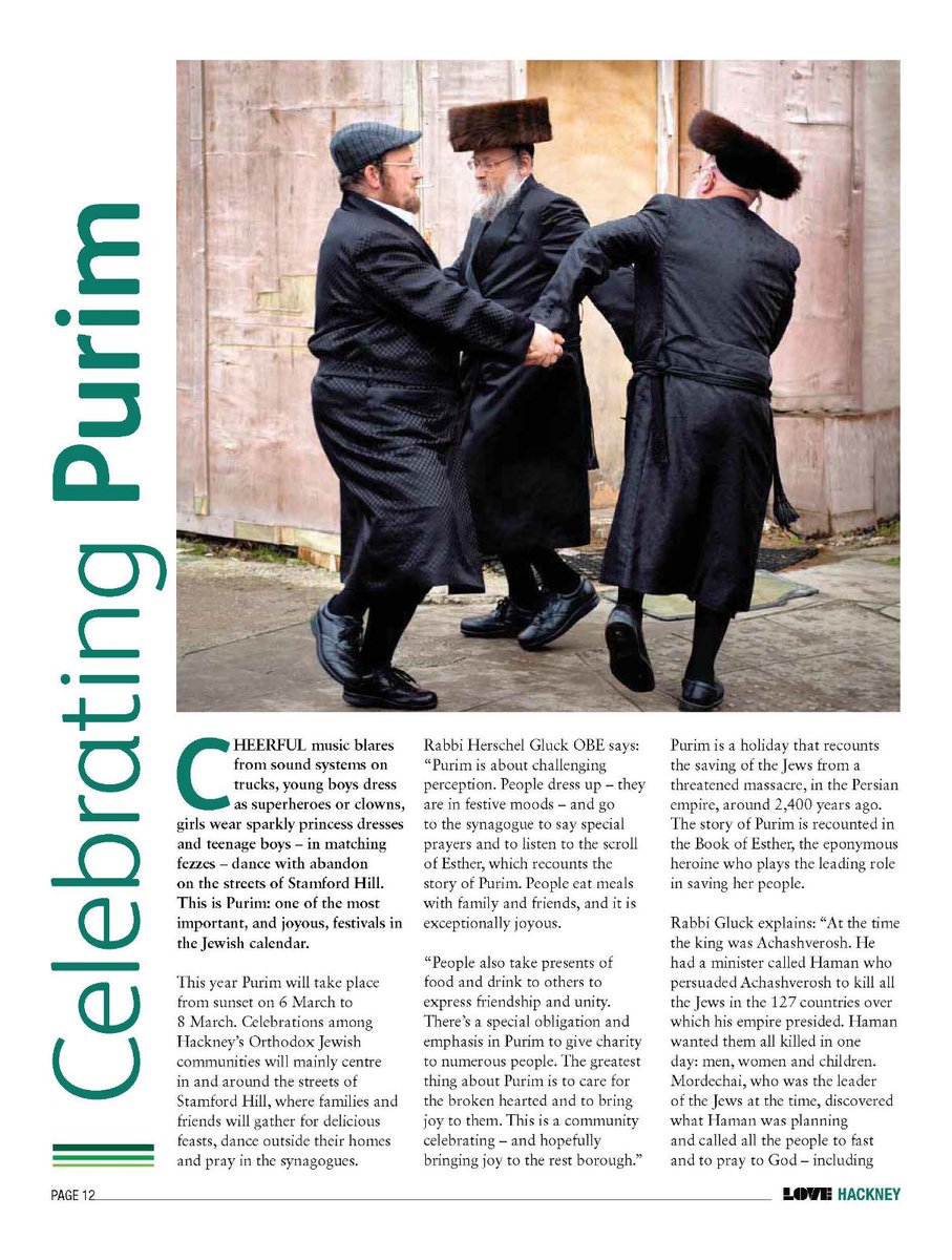 PinterTrust's tweet photo. In this month’s edition, @hackneycouncil  residents’ newsletter shines a spotlight on the #Charedi community and how it will be celebrating #Purim 🥂 . It’s a very useful explanation of this wonderful festival and we look forward to sharing our celebrations with everyone 🥳🎊🎉 ! https://t.co/Tq0ucRNtUG