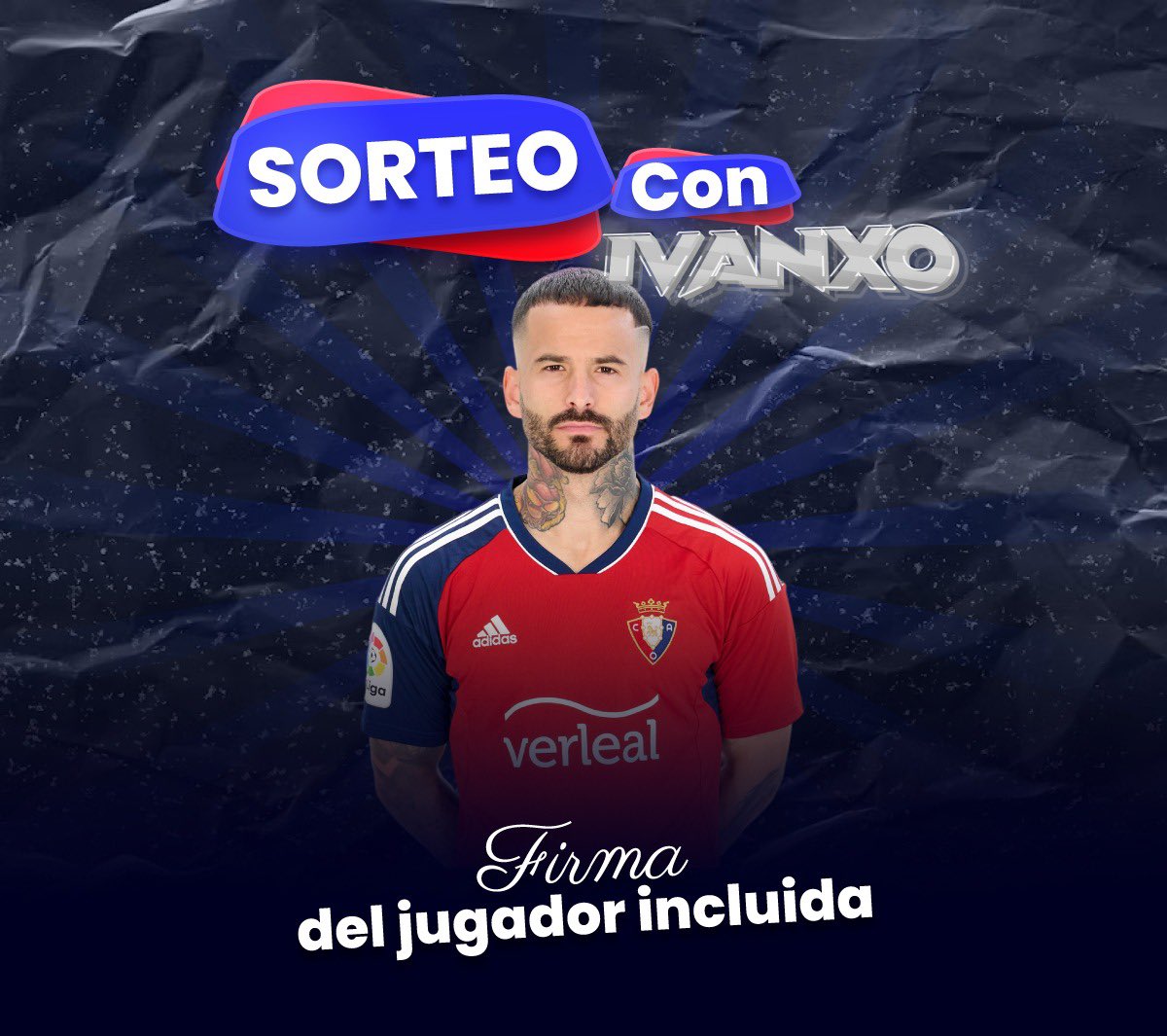 SORTEO!!!!
Sorteamos la primera equipación de Osasuna, de Rubén García que además viene firmada por el!
Con motivo del inicio de unas semifinales de Copa, abrimos este sorteo!

Como participar?
Follow a mi y RT, nada mas!

Ganador se anunciará el el día 6 a las 22:00h 

SUERTE!!!