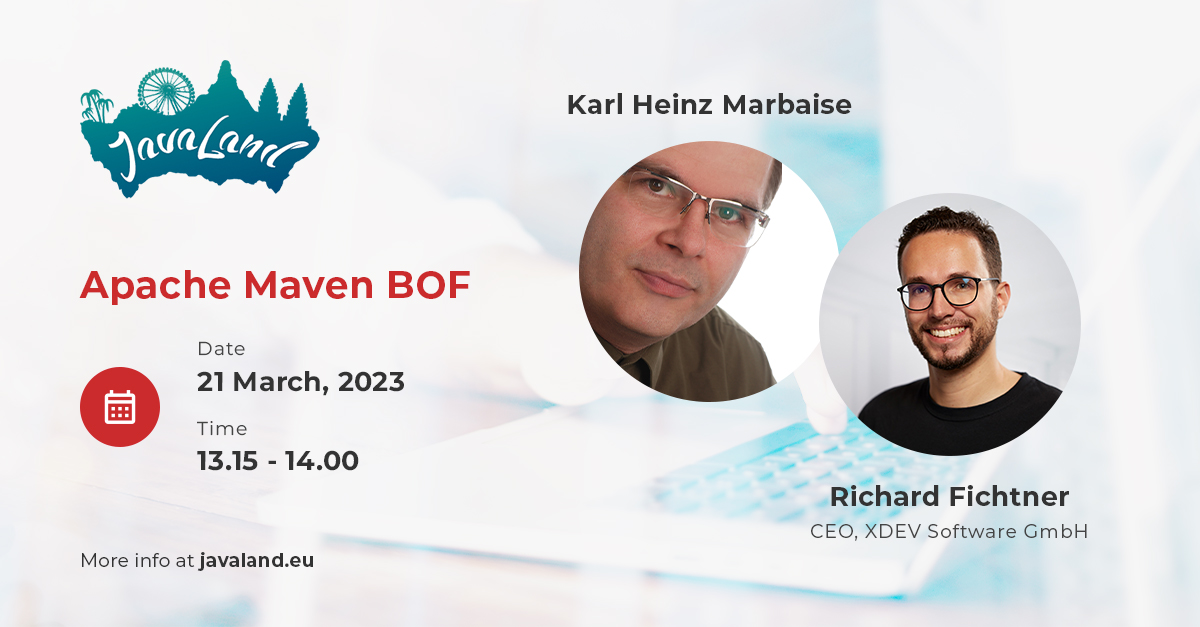XDEVSoftware's tweet image. Coming up: @RichardFichtner and @khmarbaise will be hosting a BoF session on #ApacheMaven 4 at #JavaLand 2023! Will you be there?

🎟️ℹ️ javaland.eu

#Java @JavaLandConf