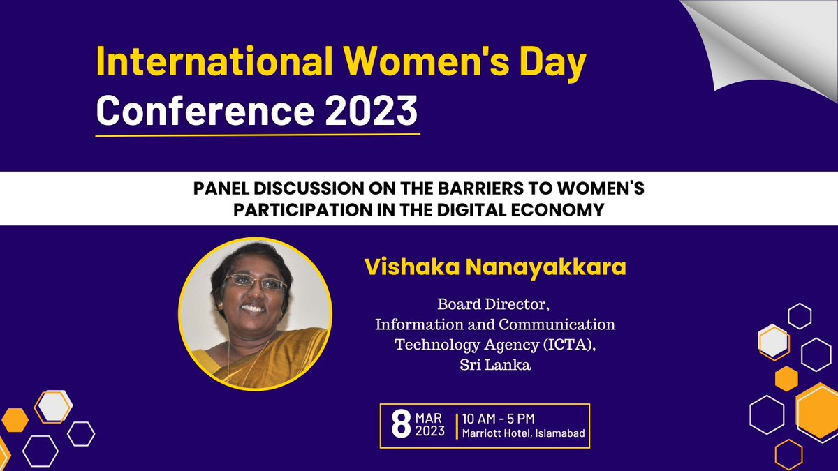 S_A_CCI's tweet photo. We are excited to have Ms. Vishaka Nanayakkara, Board Director of @icta_srilankaas as a panelist for the International Women's Day Conference 2023. Don't miss this insightful conversation!
#SCWEC #SouthAsia #IWD2023 #womenintech #DigitalEconomy https://t.co/82wfRAaYRg