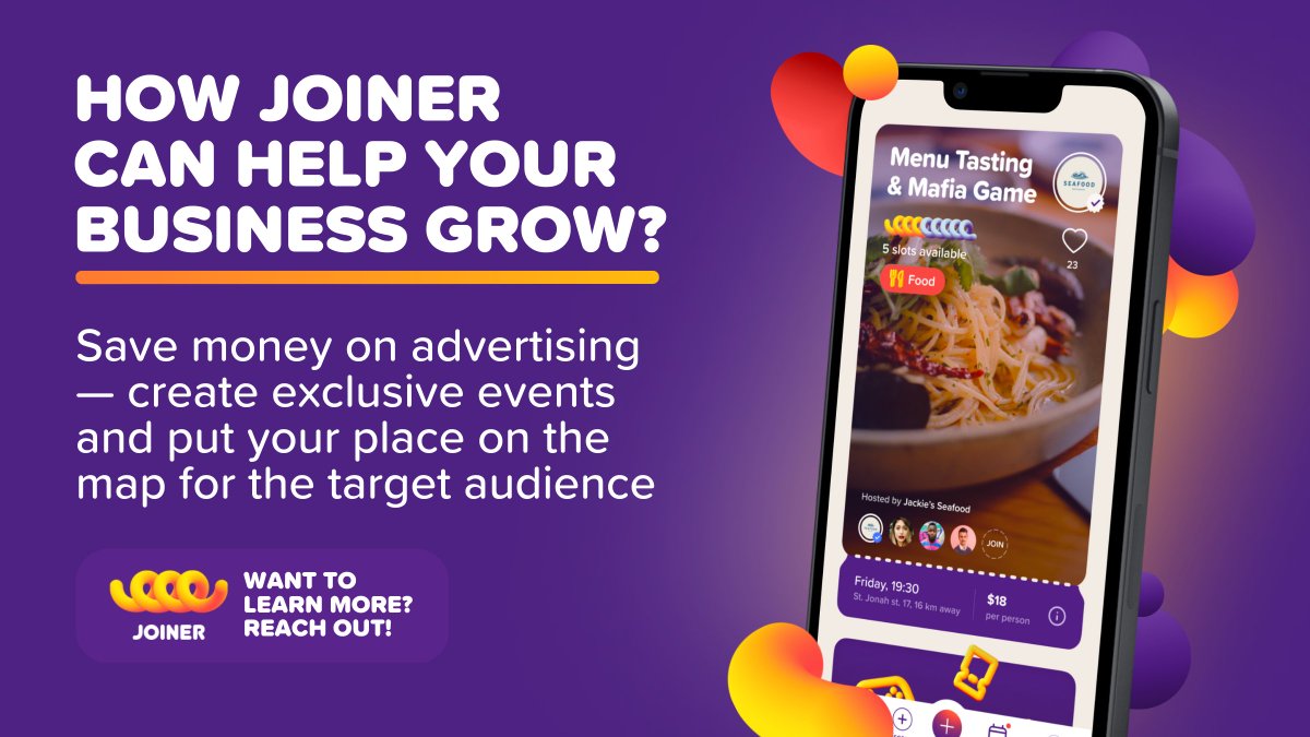 ⚡️ Highly targeted — your audience sees the event card faster compared to advertising on Social Media.
⚡️ No more budgets — you don't need to dedicate the budget to reach potential clients.
⚡️ Easier conversion — people can view all of the information about the event at a glance