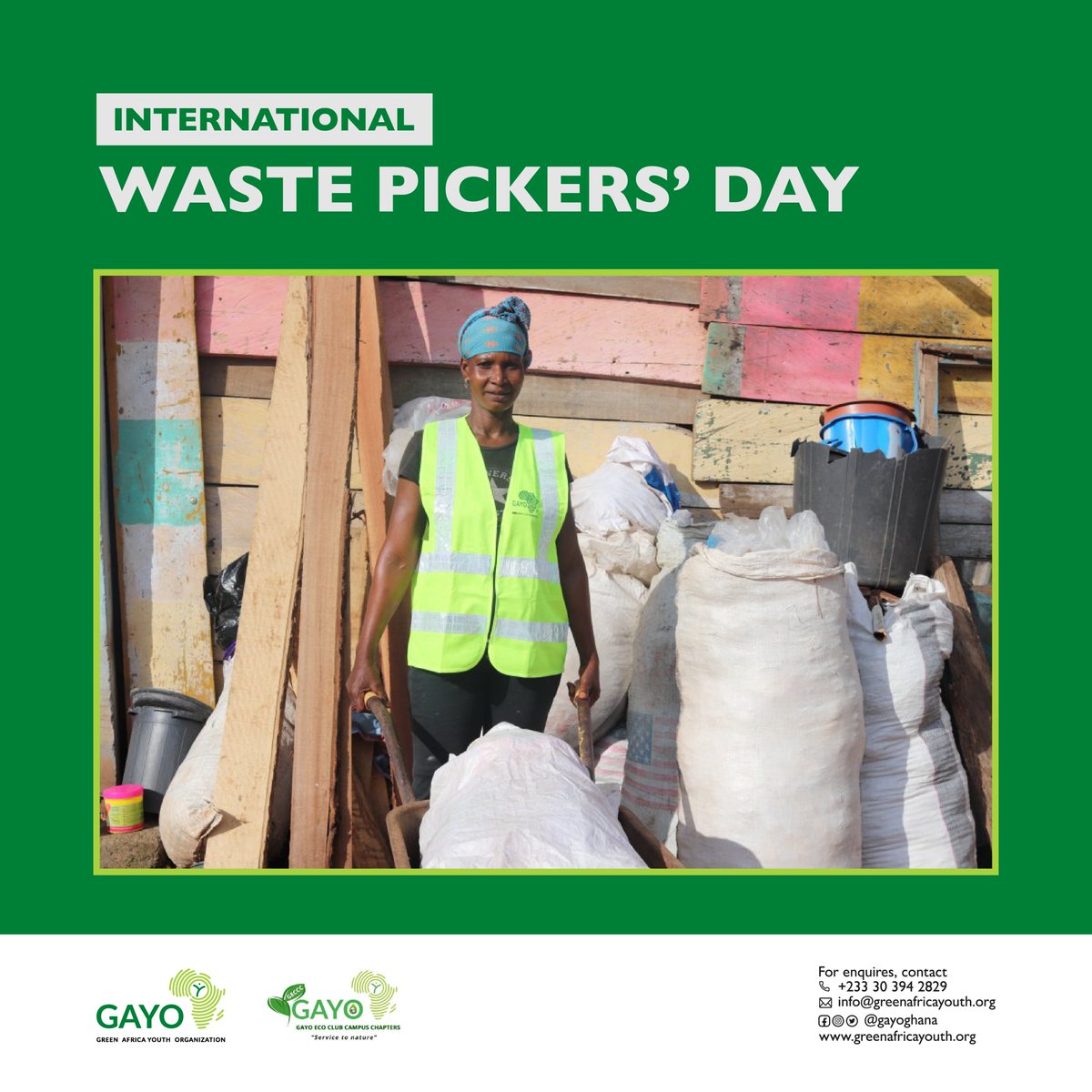 On this day, we celebrate the millions of people worldwide who are working tirelessly to keep our spaces clean as we share in the plights of informal waste pickers and the need for #inclusion in the #waste management value chain.
#breakfreefromplastic #goforzerowaste #gayoghana