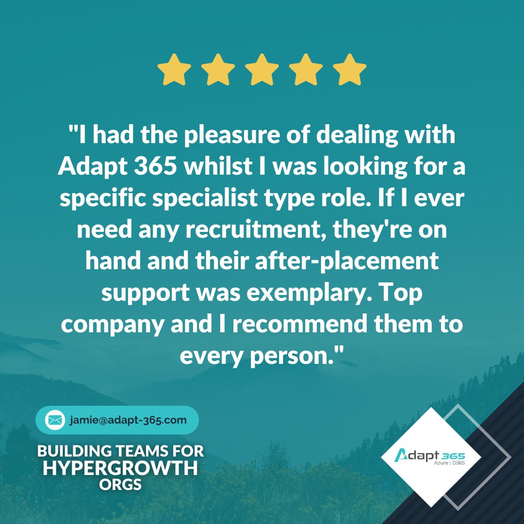 Adapt_365's tweet photo. If you’re looking to hire someone with Microsoft experience, or you’re looking for a new position - get in touch! 🙌

#d365 #dynamics365 #msdyn365 #techjobs https://t.co/eea4z9zM1e