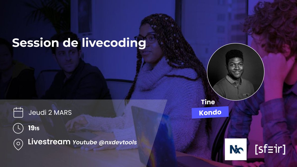 SFEIRLux's tweet photo. Session de livecoding jeudi 2 mars à 19h15 avec 
@tinesoft

Découvrez comment Nx peut être utilisé avec d’autres langages, et comment il peut optimiser la durée des builds et améliorer votre quotidien😄

👉 Youtube: https://t.co/gLpyqn5OqP
👉 Twitch: https://t.co/vbj4Ab0pw6 https://t.co/n6I7nv9R7S