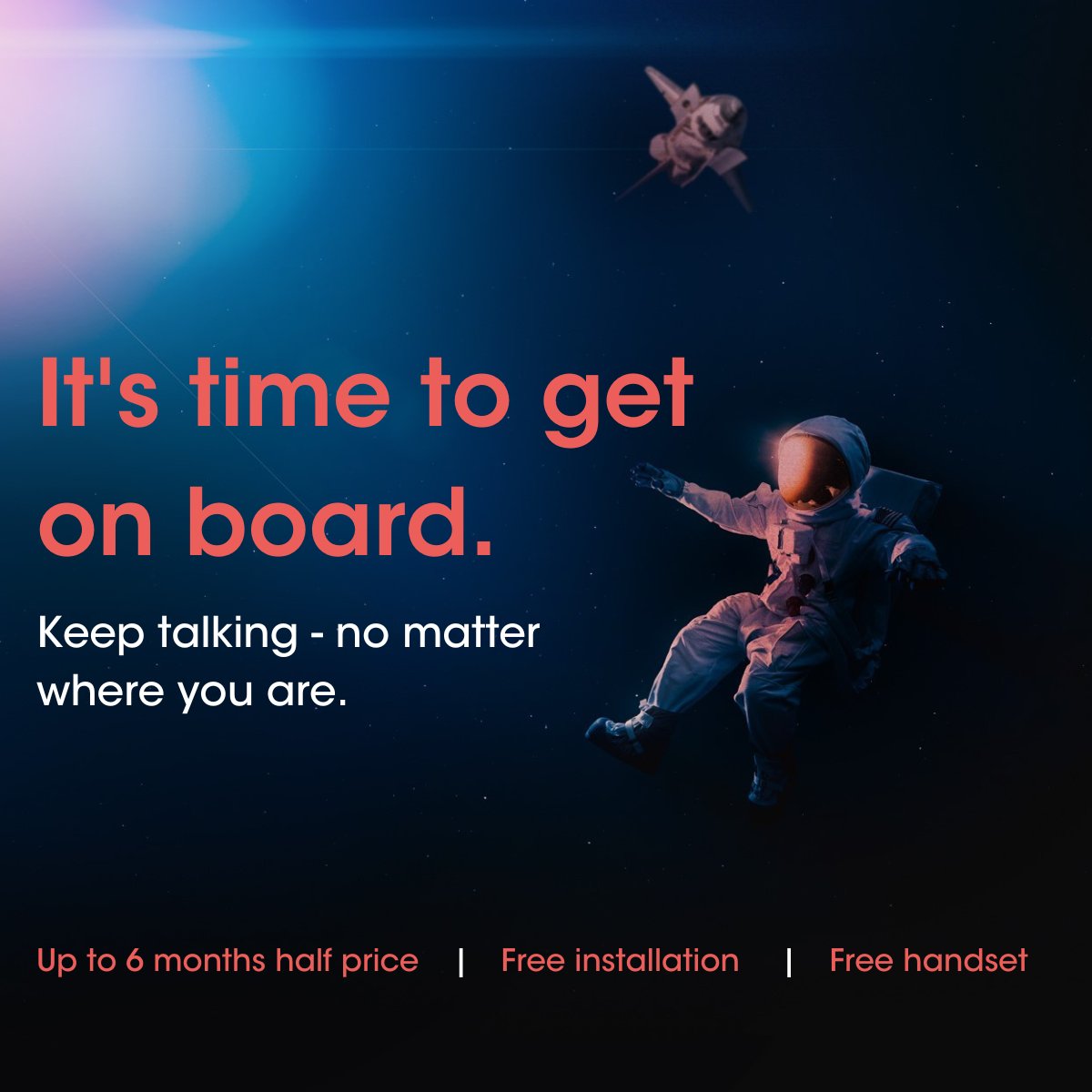 It’s time to get onboard! We’re here to help you get ahead and switch to the cloud seamlessly. We are offering you: ⭐Up to 6 months half price ⭐Free installation ⭐Free handset (up to £150) View our full offer here: eu1.hubs.ly/H02WLR_0 Get in touch now! | 01604 673320
