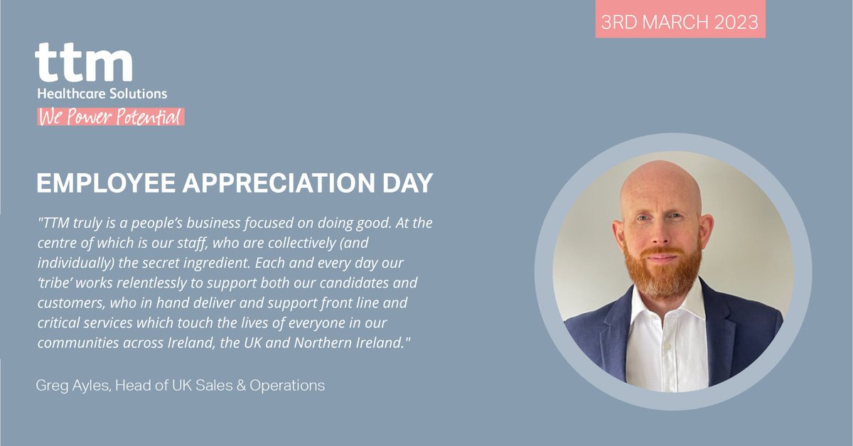 TTMGroup's tweet photo. This Friday is Employee Appreciation Day. We appreciate our #ttmTribe everyday, but this Friday is a great reason to say it again.
Here’s what Greg Ayles, Head of UK Sales & Operations had to say about our #ttmTribe.
Join:
Ire https://t.co/S9x6g6M6oh
UK https://t.co/wGI6MRZnFT https://t.co/BIWf1UkmIH