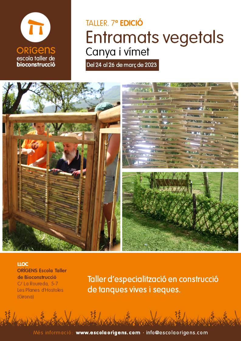 Pròxim Taller Entramats Vegetals.
Apren a fer tots aquest tipus de tanques i més
Tanca de vímet sec, viu, canyes i altres tipologies.
Amb grans mestres com @joanfarre01 <a href="/voltescoop/">Voltes cooperativa d'arquitectura</a> <a href="/cistelleria/">La Cistelleria</a>.calcabasset <a href="/masfranch/">Mas Franch</a>