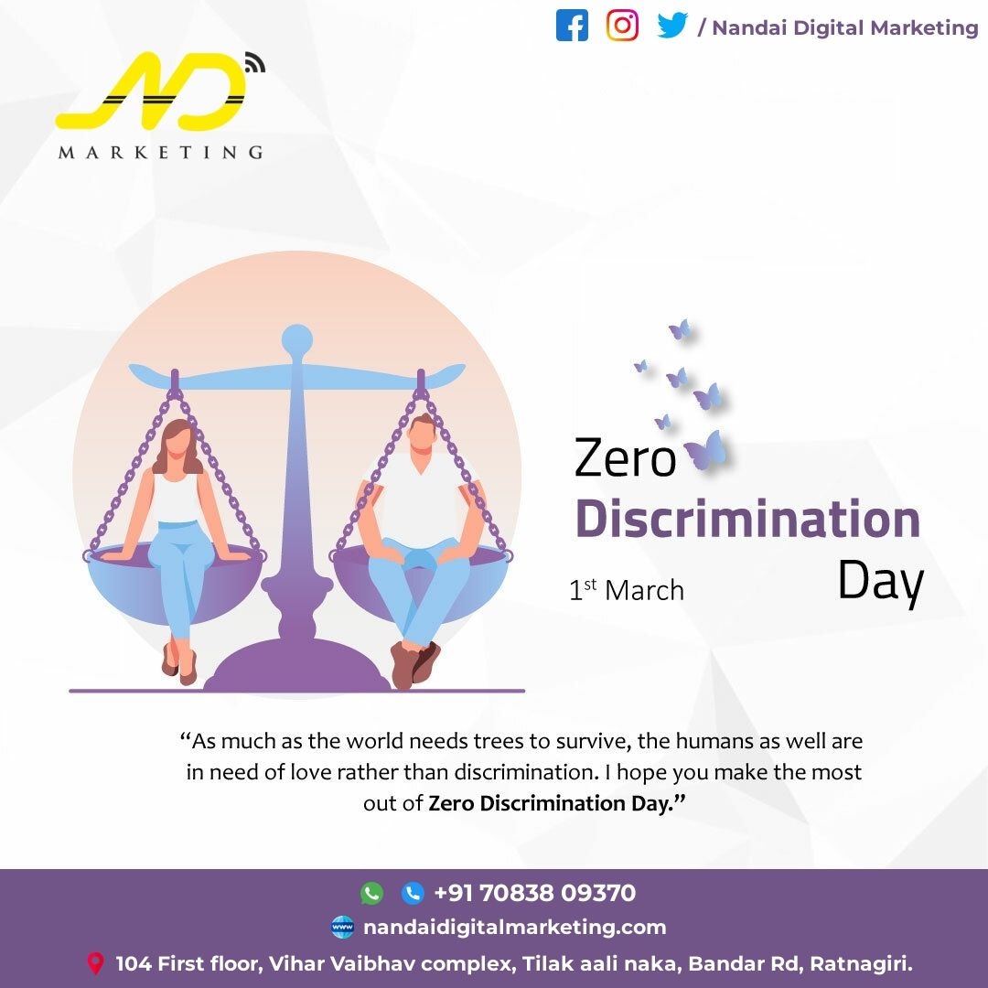 DigitalNandai's tweet photo. Zero Discrimination Day 👩🏻👨🏻⚖️
    - नंदाई डिजिटल मार्केटिंग
.
.
.
#equality #community #antibullying #noracism #nohate #nandaidigitalmarketing #ndmarketing #marketingagency #NDmarketing #digitalmarketing #advertising #marketing #foryou #likesforlikes #trending https://t.co/VRbxnPdbC8