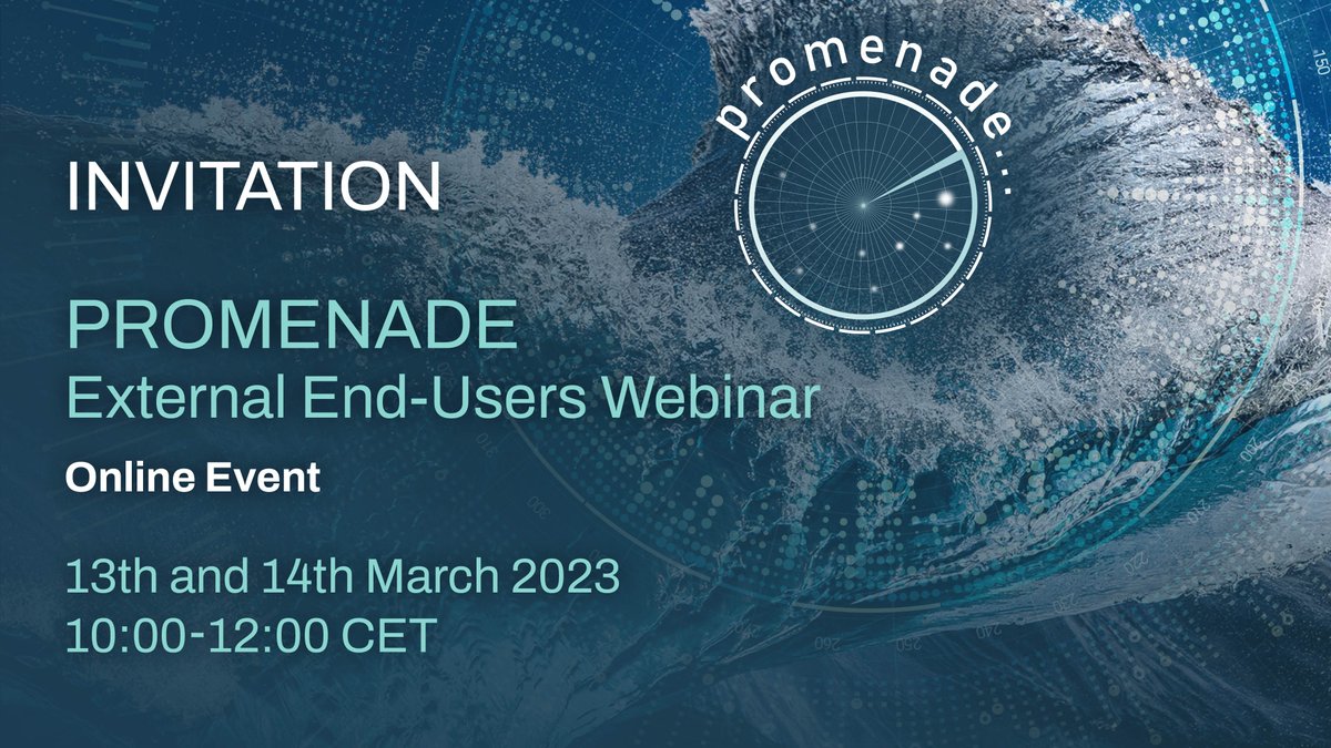 #Bordersecurity and #Maritimesurveillance supported by big data and AI: this is #PROMENADE!

Meet the project partners and don’t miss their demonstration of the developed services to External End-Users.
Register here! lnkd.in/eJ-SGKVc

#H2020 #EuCommission #AI #BD #webinar
