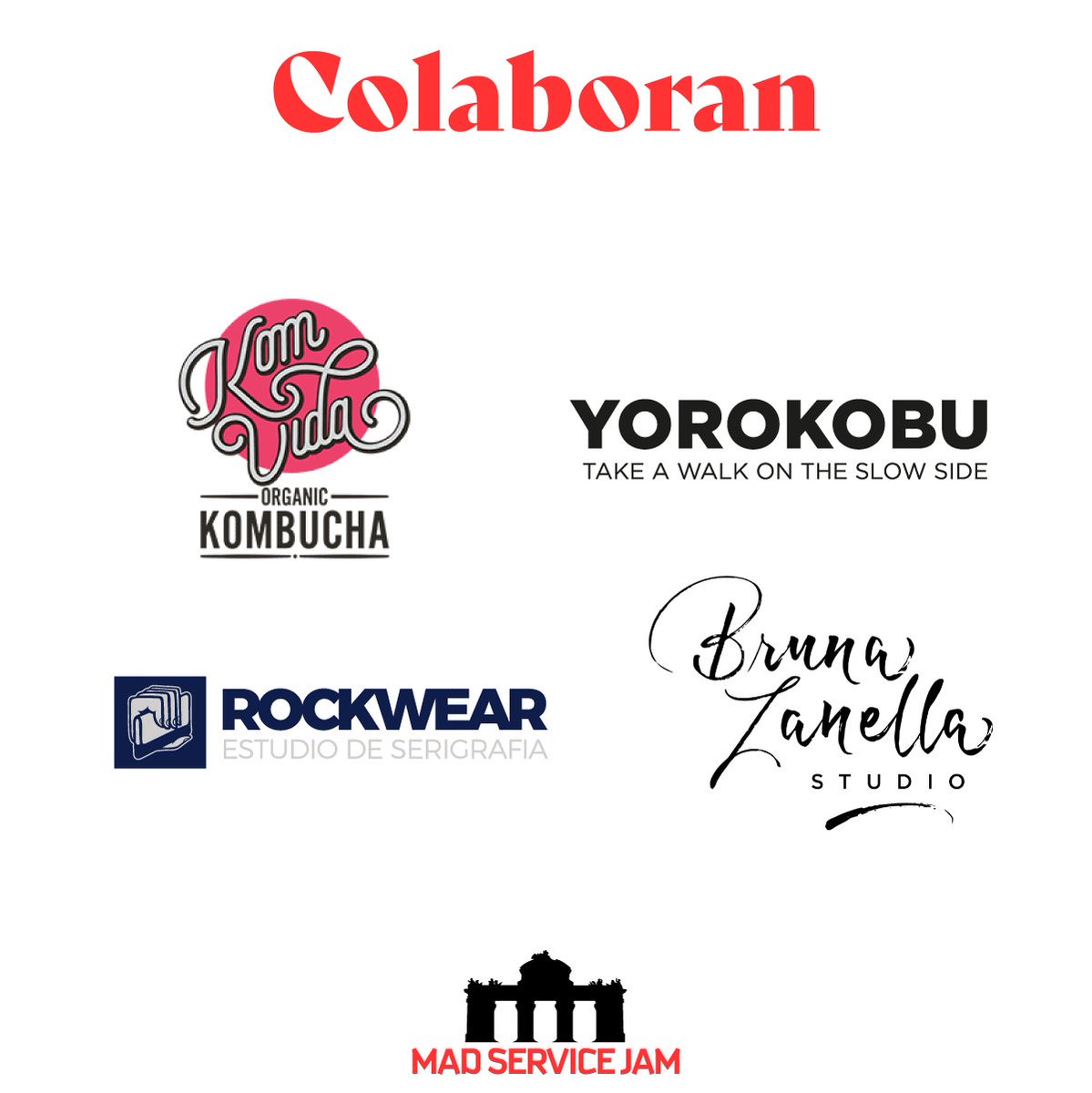 Gracias al pequeño gran apoyo de otras empresas, como @KOMVIDAKOMBUCHA  , <a href="/YorokobuMag/">Yorokobu</a>  , #rockwearserigrafia y #brunazanella , podemos ofrecer una experiencia inolvidable, diferente y además saludable.

#gsjam #madservicejam #thisiswhywejam