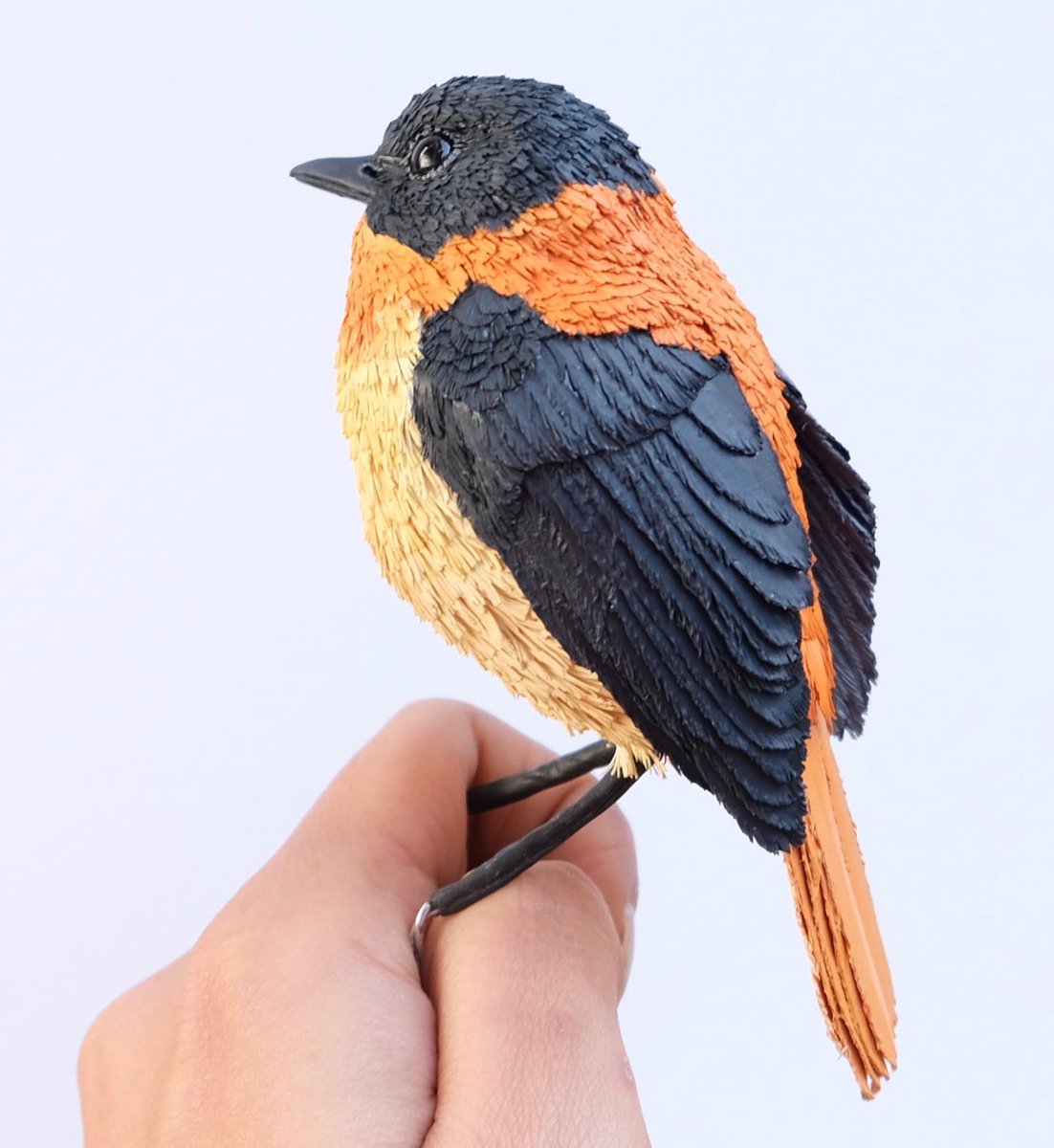 Here’s our 10th poser from the Shola Skyislands , Black and Orange Flycatcher! #aves #birds #papercraft #handmade #wildlifeart