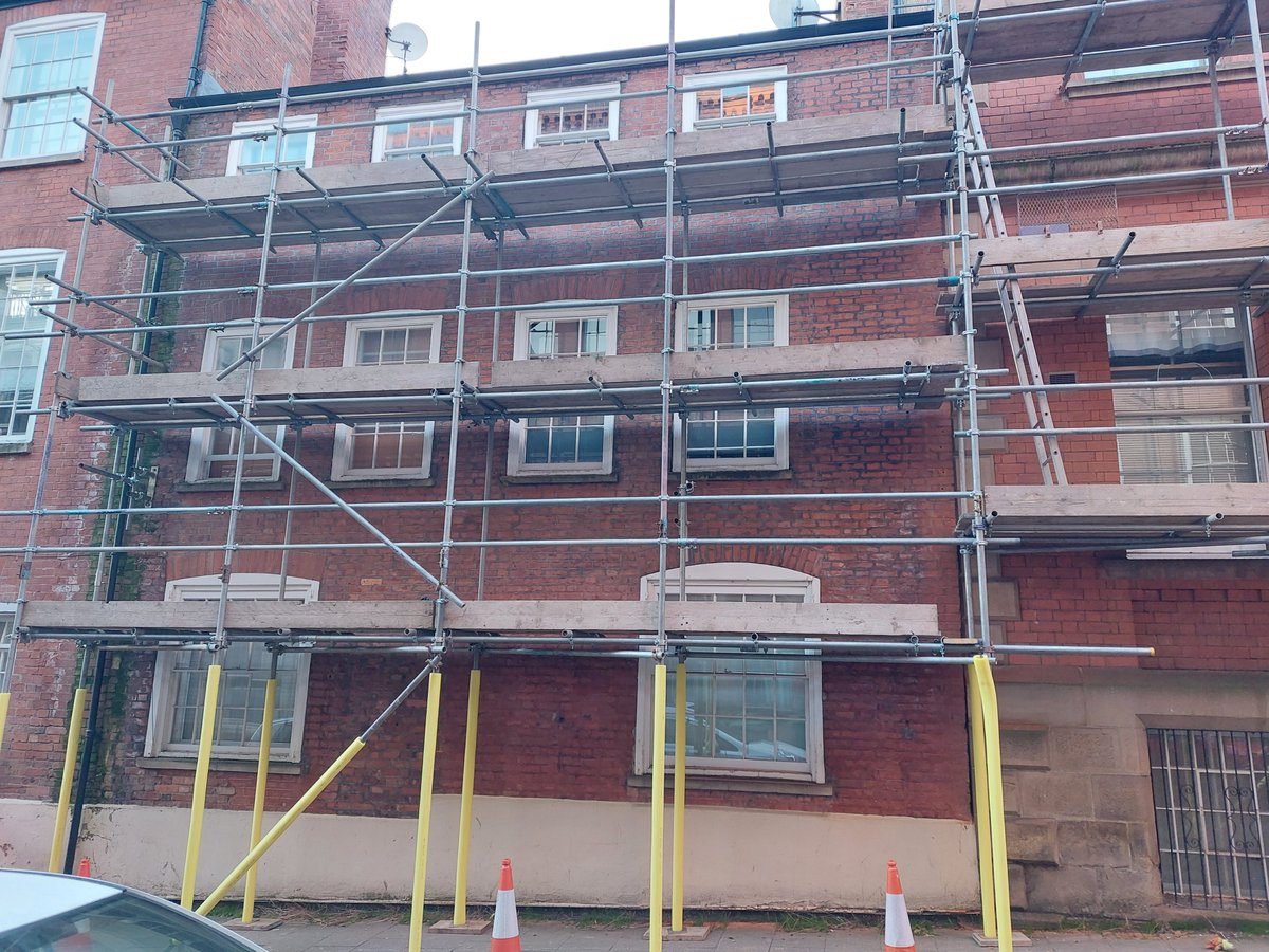 Scaffolding has been installed by our client ready for our works to commence in Nottingham, Restoration and cleaning works will be undertaken.