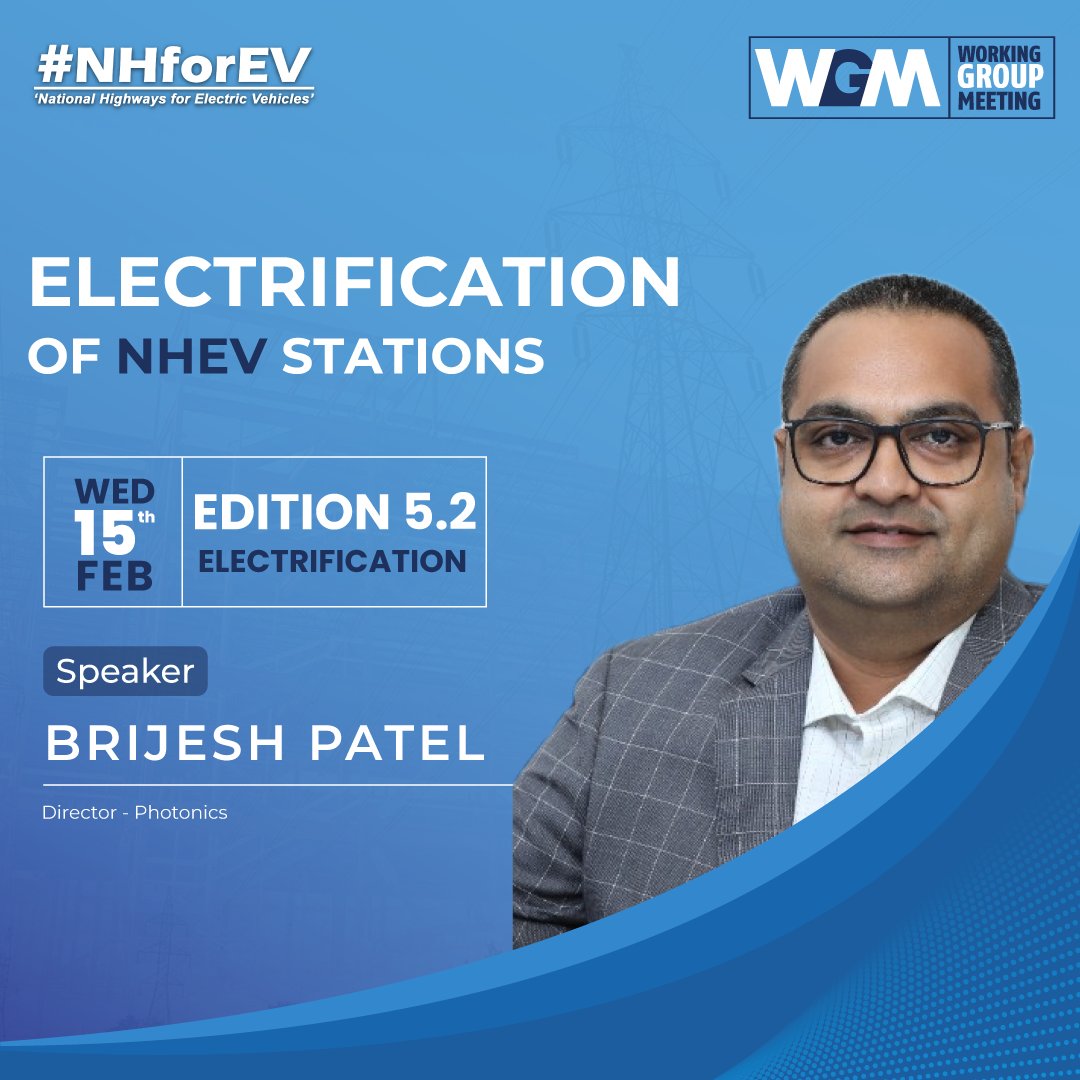 NHforEV's tweet photo. Mr Brijesh Patel, Director- Photonics, gave his valuable inputs regarding the electrification components and related requirements at the virtual #NHEV Working Group Meeting Edition 5.2 on 15th Feb.
#Electrification | #EVChargingStations | #NHForEV | #NHEVWGM https://t.co/lWH9fcqeNO