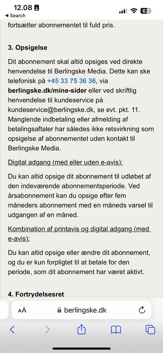 MadsEmiil's tweet photo. @rvisby @berlingske Hvis det var en e-mail var det ulovligt. Ifølge deres egen hjemmeside kan det gøres via e-mail. Jeg ville skrive en mail og blokere betaling på mp/pbs/kort. https://t.co/KyQFSoA6wQ