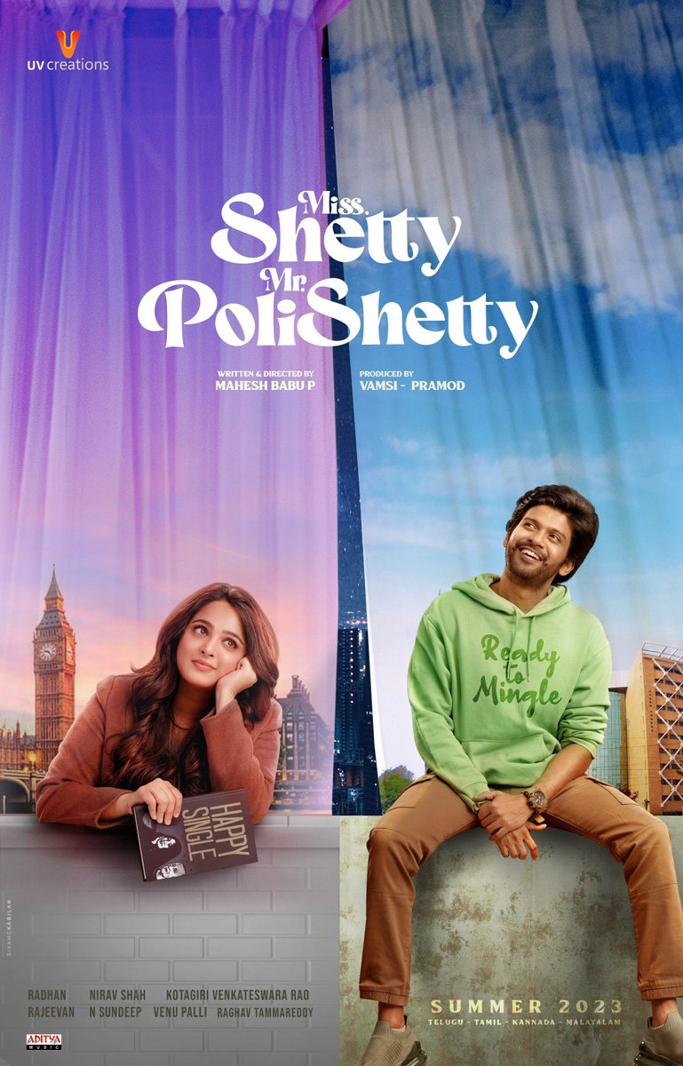 MsAnushkaShetty's tweet photo. Introducing #MissShettyMrPolishetty to you all🤩

Get ready for a Rollercoaster ride of Entertainment this Summer 😍

@NaveenPolishety @filmymahesh @radhanmusic #NiravShah #RajeevanNambiar #KotagiriVenkateswararao @UV_Creations @adityamusic https://t.co/sRJfaYVBvW