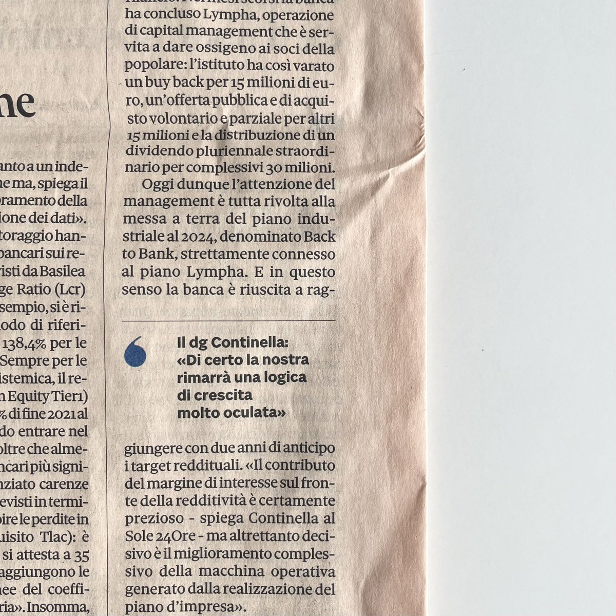 cominandpa's tweet photo. 🗞️ Sul @sole24ore la notizia di #BAPR che chiude il 2022 con un utile netto di 22,7 milioni, in crescita dell'87%. Un risultato record raggiunto grazie al contributo del margine di interesse, alla spinta sul fronte commerciale e all'efficientamento organizzativo. https://t.co/i1uUEaeqPZ