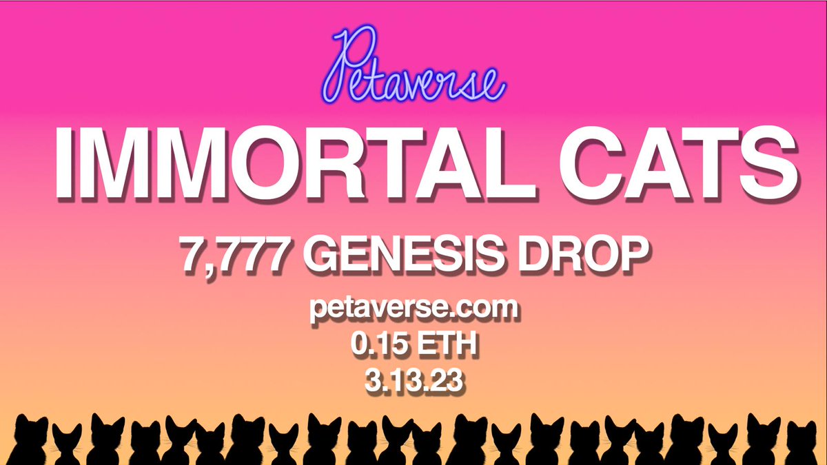 Yesterday we revealed the mint details for the Genesis collection of Petaverse - 7,777 cats who will be the✨1st ever✨immortal pets. 

A mega🧵on why you should be paying attention.

(Please R/T and comment below)