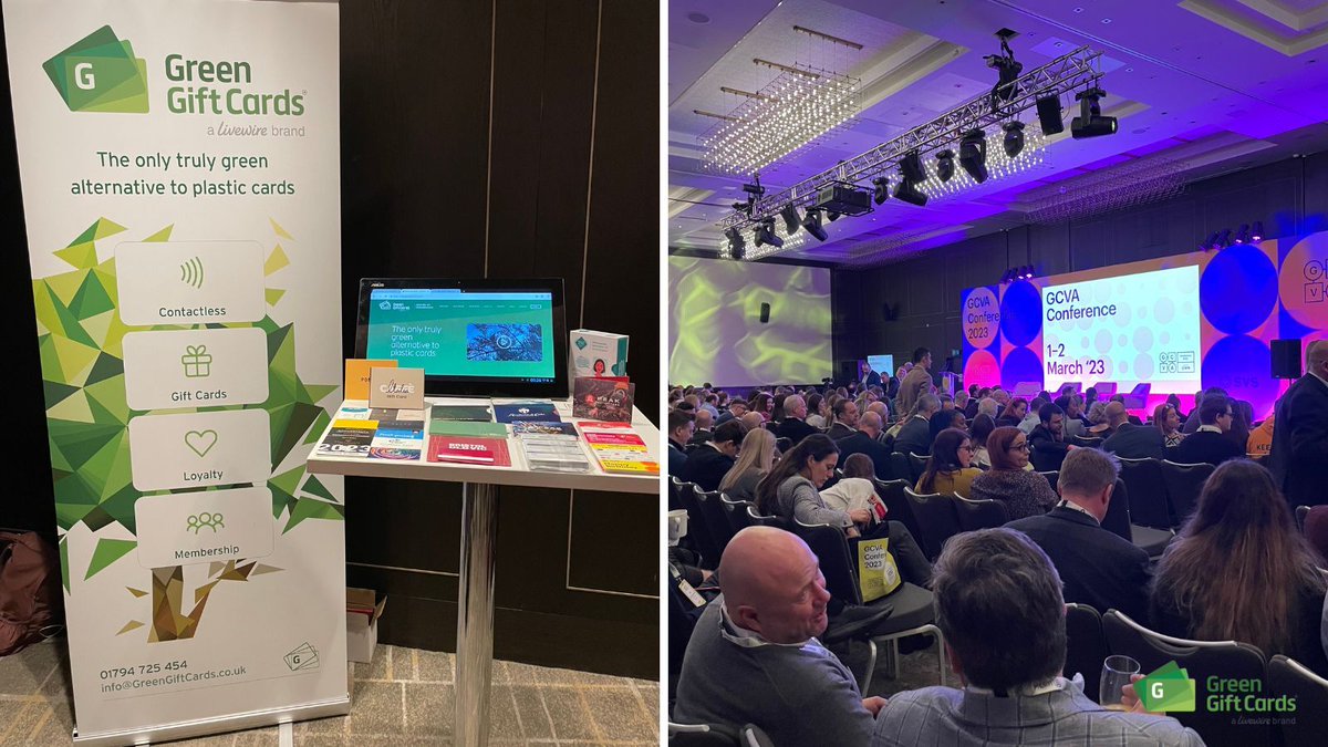 GreenGiftCards's tweet photo. And we're off!

The annual @GCVA_ Conference is underway at London's Hilton Bankside with a packed room.

Our directors Graham and Juliette are there all day so make sure you say hello and ask about our latest exciting developments.

#gcva #greengiftcards #saynotoplastic https://t.co/EyUMDvqnlN