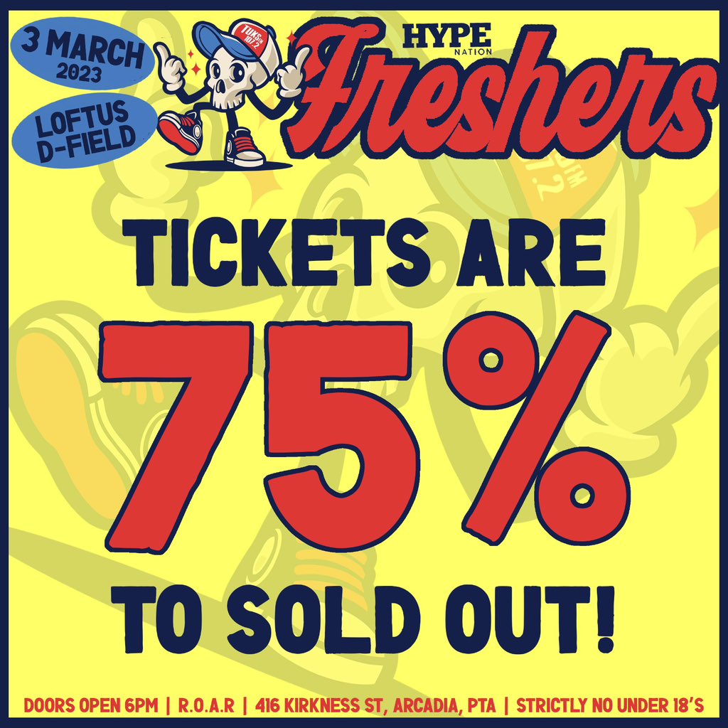 TuksFM1072's tweet image. 2 days left!!! Make sure you have your tickets for FRIDAY🔥🔥 Some general info for #Freshers2023 are listed here!! Also a guide on where to go✨ Tickets are 75% sold out ❌ Grab your hands on them while you still can🤩🤩