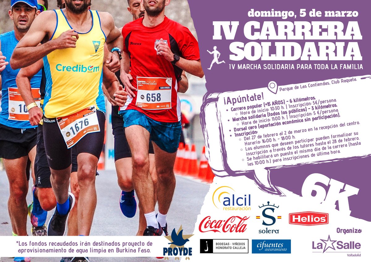 LaSalleVall's tweet photo. IV Carrera y Marcha Solidaria #LaSalle
🗓️ Domingo, 5 de marzo
📍 Parque de las Contiendas (Club Raqueta)
🕐 10:30 h. (se habilitará un puesto a las 10:00 h. para inscripciones de última hora)
🪙 5 €/pers. (dorsal 0 para no participantes)
¡Inscríbete en la recepción del centro! https://t.co/7y4rzGOyDS