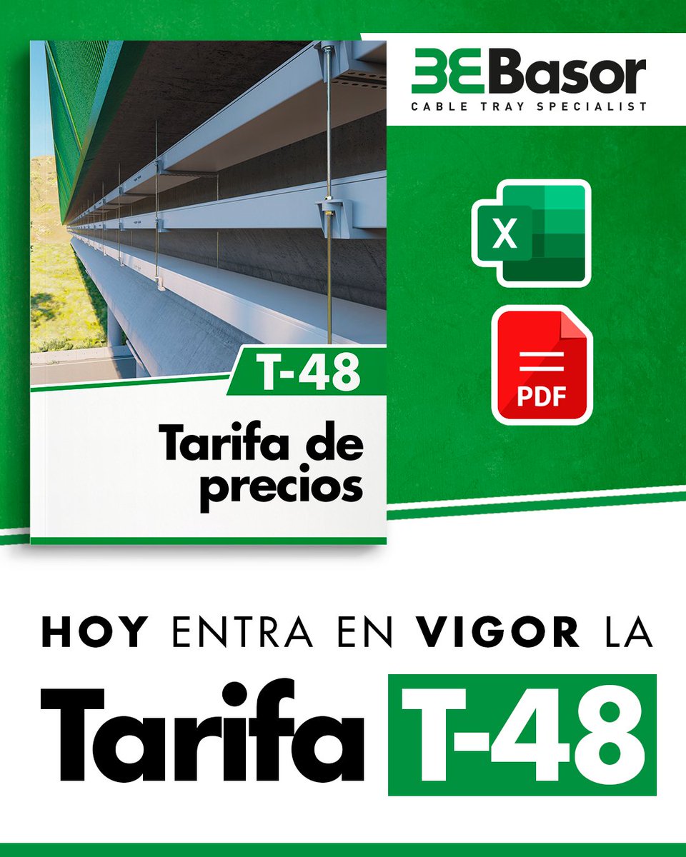 BasorElectric's tweet image. 📣 𝗛𝗼𝘆 𝗲𝗻𝘁𝗿𝗮 𝗲𝗻 𝘃𝗶𝗴𝗼𝗿 𝗻𝘂𝗲𝘀𝘁𝗿𝗮 𝗻𝘂𝗲𝘃𝗮 𝗧𝗮𝗿𝗶𝗳𝗮 𝗧-𝟰𝟴 📣
👉 Accede a la sección &apos;Descargas&apos; de nuestro portal corporativo (basor.com/descargas) y descubre el archivo Excel completo con todos nuestros productos, y el listado rápido en formato PDF.