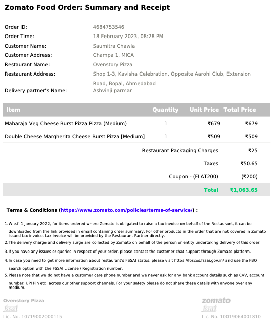 hrkhanna's tweet photo. On 18/2/23, I made the mistake of ordering from @zomato. Ordered from OvenStory, which was accepted and then cancelled without informing us while we were waiting for our food. For 11 days, I have been forced to unsuccessfully beg @zomato for my refund. @zomatocare @deepigoyal https://t.co/cFXJC15uuA