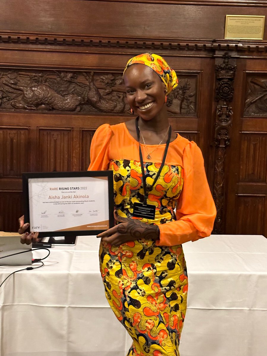 Congratulations to our 2018 ASA alumna, Aisha Janki on being named a Rare Rising Star by @Rare_London! Last week, Aisha was invited to Westminster Parliament to be awarded and named no.3 on the UK Top 10 Black Students list for the 2022 Rare Rising Star Awards! #AlumnaWednesdays.