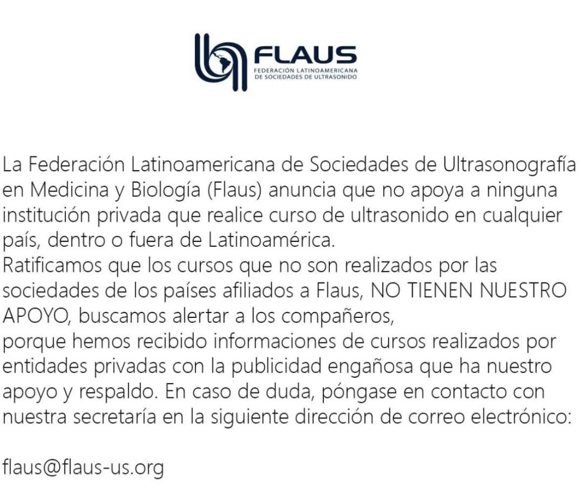 Ultraped's tweet photo. Comunicado de la Federación Latinoamerica de Sociedades de Ultrasonido en Medicina y Biología que habla por si solo. #flaus,#ultrasonido,#avum https://t.co/UQVKjWB3Mt