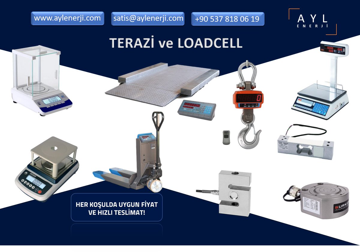 Terazi ve Loadcell İhtiyaçlarınızda Teklif Almak İçin;
satis@aylenerji.com
aylenerji.com
#terazi #loadcell #hassasterazi #kantar #yoğunlukterazisi #mettlertoledo #radwag #densi #desis  #siloterazi #baskül #transpalet #tedarik #satış #endüstriyel  #kalibrasyon #aylenerji