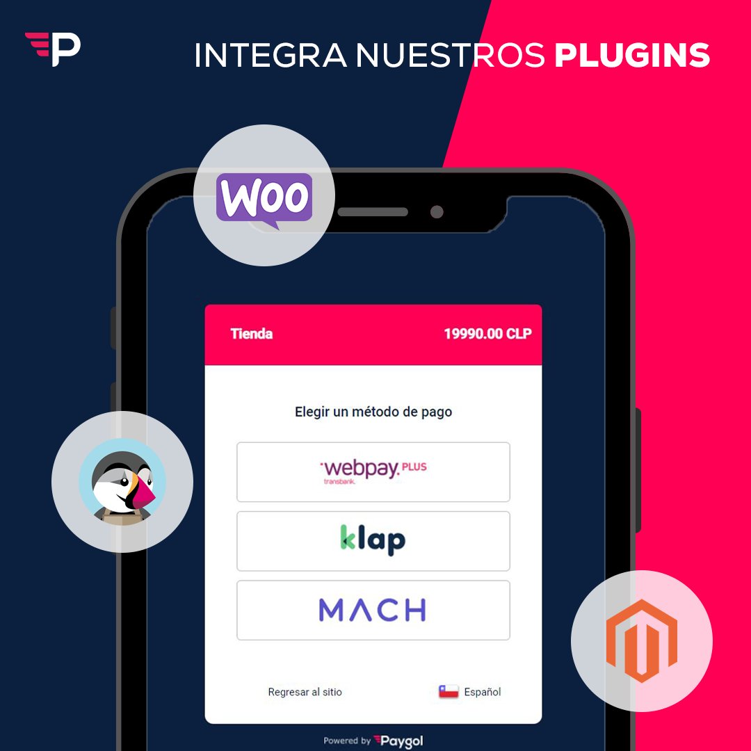 Reduce costos, aumenta la eficiencia y entrégale a tus clientes las mejores opciones.

Te ofrecemos nuestros plugins para las plataformas más usadas en Chile: PrestaShop, WooCommerce y Magento.

Escríbenos a ventas@paygol.com y no esperes más ;)

#ecommercechile #pasareladepago