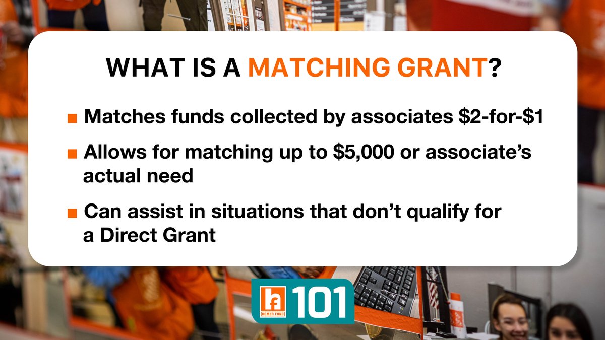 HomerFund's tweet photo. Matching Grants are one of the ways we take care of one another 🧡. By "passing the hat," associates can contribute to approved #HomerFund collections for fellow associates in need. Learn more at https://t.co/OCETZpCRCE https://t.co/GKa0znQqzP