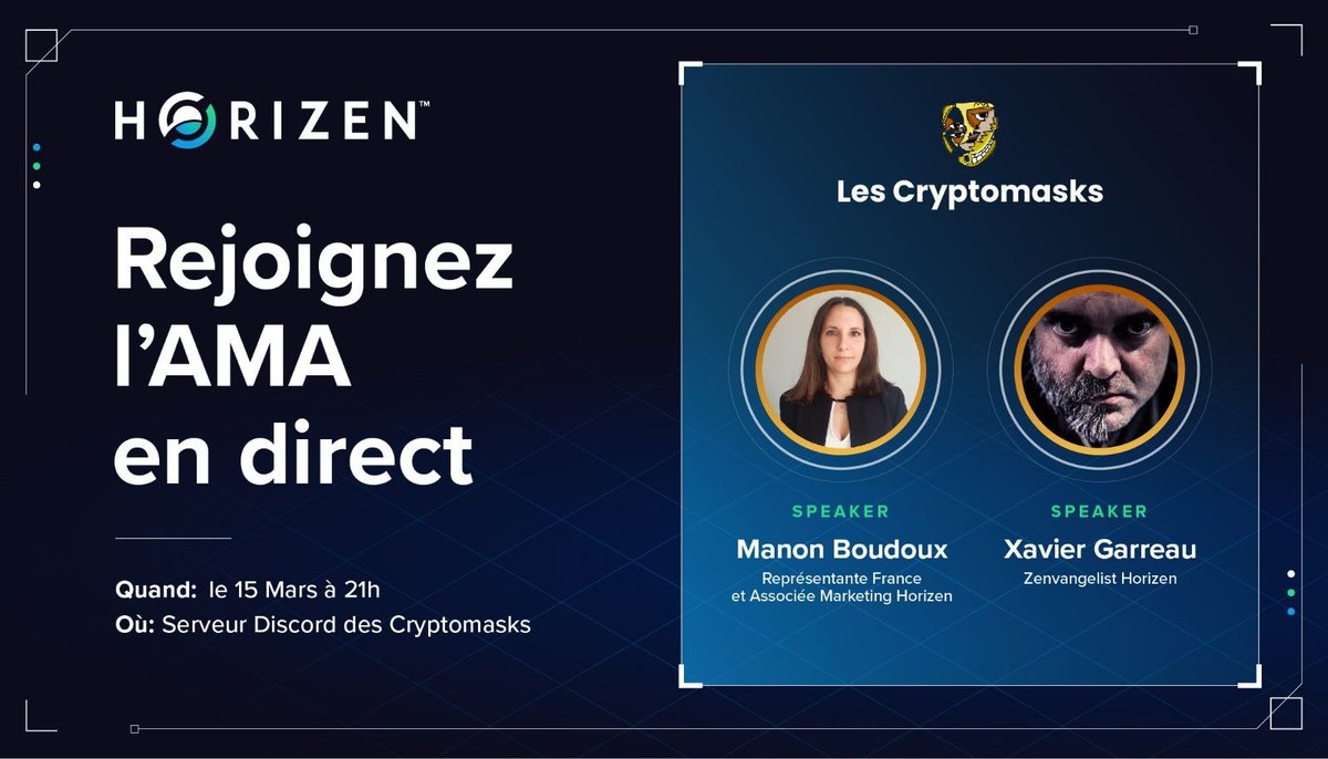 De clone de ZClassic à Blockchain de blockchains. Privacy, zendoo, sidechains, tokenisation et EVM...
@horizenglobal s'est métamorphosé depuis 2017.
Le projet @TheCryptomasks nous fait l'honneur d'ouvrir leur Discord pour une AMA #Horizen le 15 mars !
RDV dans 2 semaines !