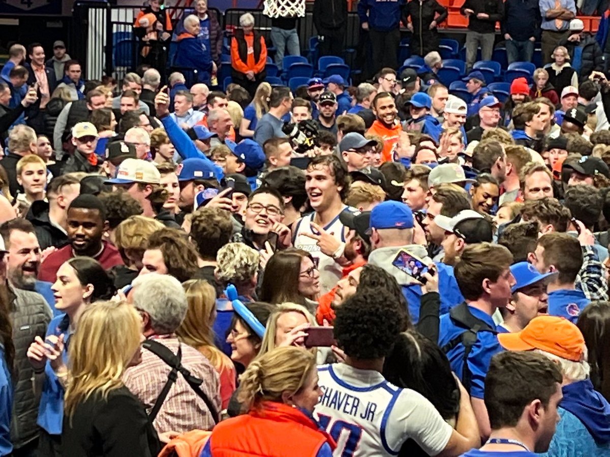 Coming here from Kansas, seeing games in Allen Fieldhouse where the atmosphere makes the difference in close games, I can tell you the energy level at last night’s @BroncoSportsMBB game was off the charts and as fun as any game I’ve ever attended. Thank you, Broncos! #BleedBlue