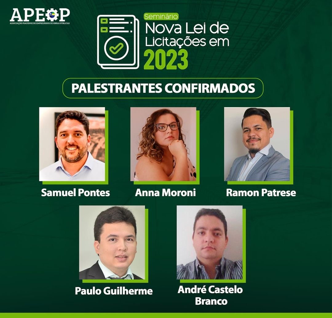 efremribeiro's tweet photo. A Associação Piauiense de Empresários de Obras Públicas (APEOP) realiza no dia 15 de março, o “Seminário Nova Lei de Licitações em 2023”. 

O evento tem o objetivo de discutir a Nova Lei das Licitações (Lei Nº 14.133/2021) que passará a valer a partir de 1º de abril de 2023. https://t.co/mB4m76ukvP