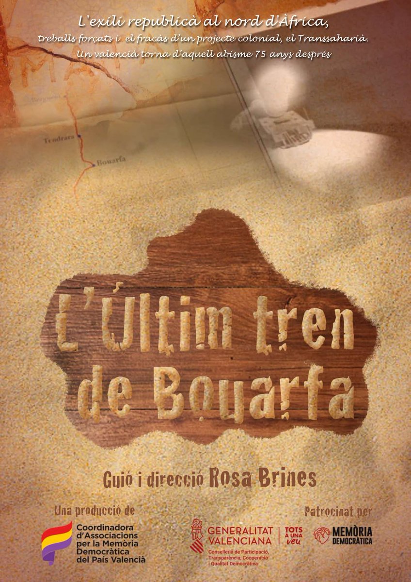 🖤 Hui <a href="/ElenaTamarit/">Elena Tamarit Escrivà</a> ens acosta 'L'últim tren de Bouarfa', produït per <a href="/CAMDE_PV/">Coordinadora Memorialista del PV</a> i finançat per @GVAparticipacio. Un documental que narra el viatge d'una família que no va descansar fins que va recuperar les restes de Vicente Mataix Ferre. #TenimMemòria

➡️web.apunt.es/AlacartaLNM