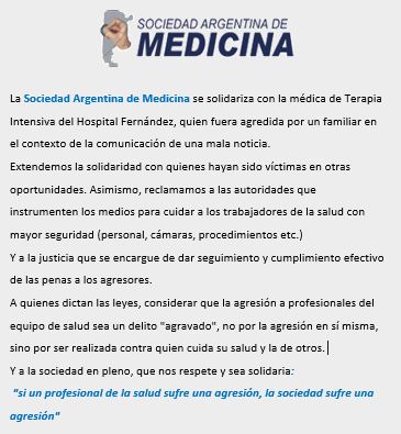 📛Repudio a la #agresión a una profesional médica de Terapia Intensiva de #HtalFernández #medicinainterna #MedTwitter <a href="/SATIarg/">SATI</a> @SAM_MedInterna 
😔bit.ly/41CEPIg