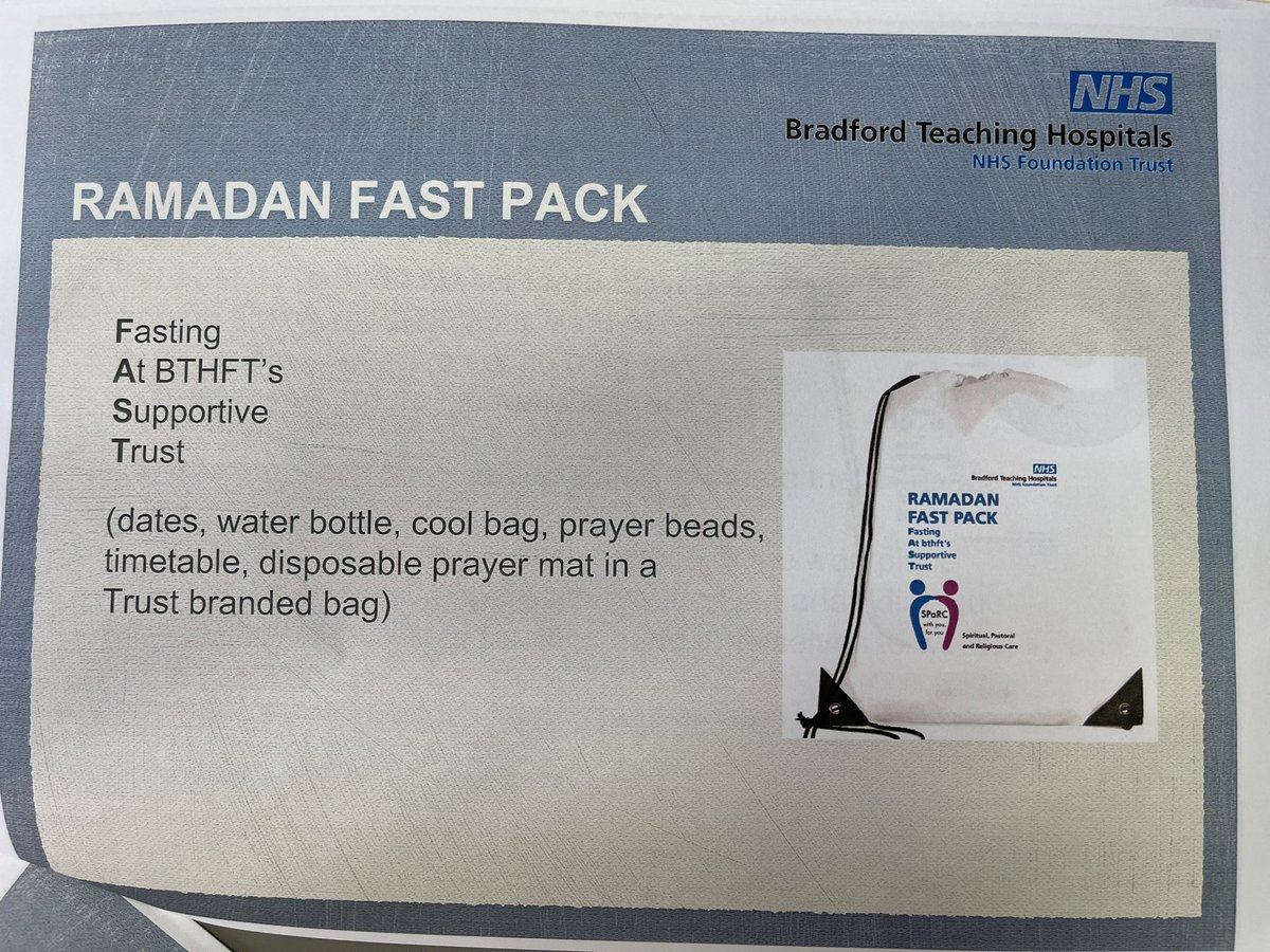 Of course I couldn’t not mention as we approach the Holy Month of Ramadan our @bthftSPaRCTeam and the Ramadan experience @BTHFT our commitment to be A Ramadan Friendly Employer Outstanding work by the team, the charity and all our Ramadan Allies 👏👏👏