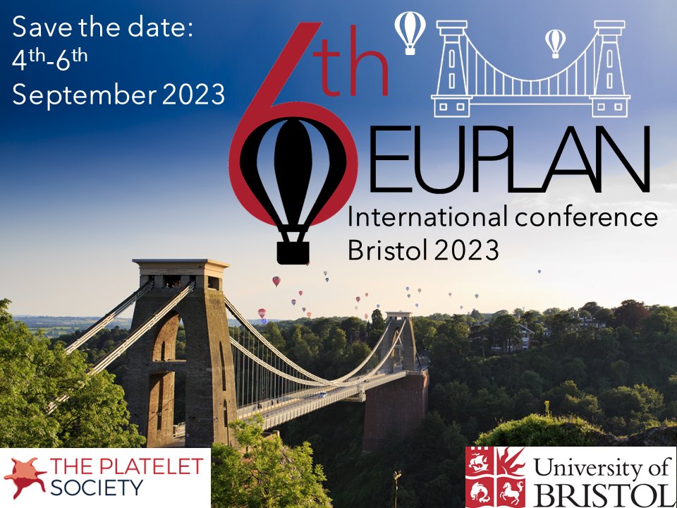 Bristol Platelet Group (@bristolplatelet) on Twitter photo Finally, the registration day is here!!!
Registration for the #EUPLAN2023 and <a href="/plateletsociety/">The Platelet Society</a> joint meeting is now open.
Be one of the first in submitting your abstract and donāt forget to share this post.
We are looking forward to hearing about your exciting research! Finally, the registration day is here!!!
Registration for the #EUPLAN2023 and <a href="/plateletsociety/">The Platelet Society</a> joint meeting is now open.
Be one of the first in submitting your abstract and donāt forget to share this post.
We are looking forward to hearing about your exciting research!