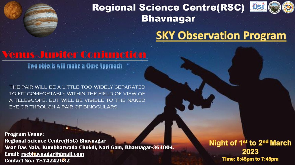 Urmil_D_Raval's tweet image. Let&apos;s #observe rare #astronomical event🌌
The 2nd and 3rd #brightest 💫 natural object after #moon 🌝; #Venus and #Jupiter will make close approach at #night #sky 🌠🌠
#astronomy #skyobservation #Venus #jupiter #conjunction 

@RSCBhavnagar @GKGoswami9 @InfoGujcost @narottamsahoo