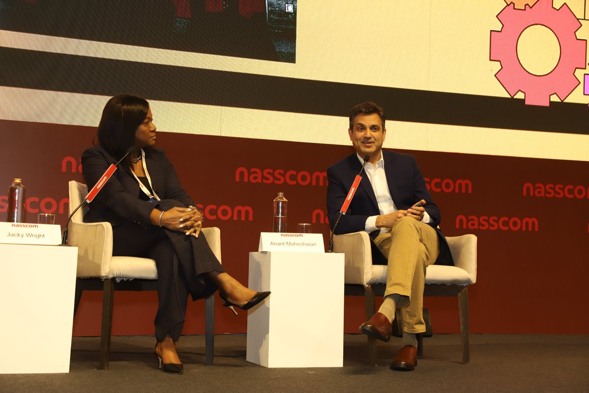 Inspiring conversation with @WrightJacky at <a href="/nasscom/">nasscom</a> #NTLF2023 today on India's bullish tech adoption. Jackie’s perspective on leveraging #AI with ethics &amp; trust reaffirmed the need for responsible &amp; trusted AI at the core. AI is the ultimate amplifier for doing more with less.