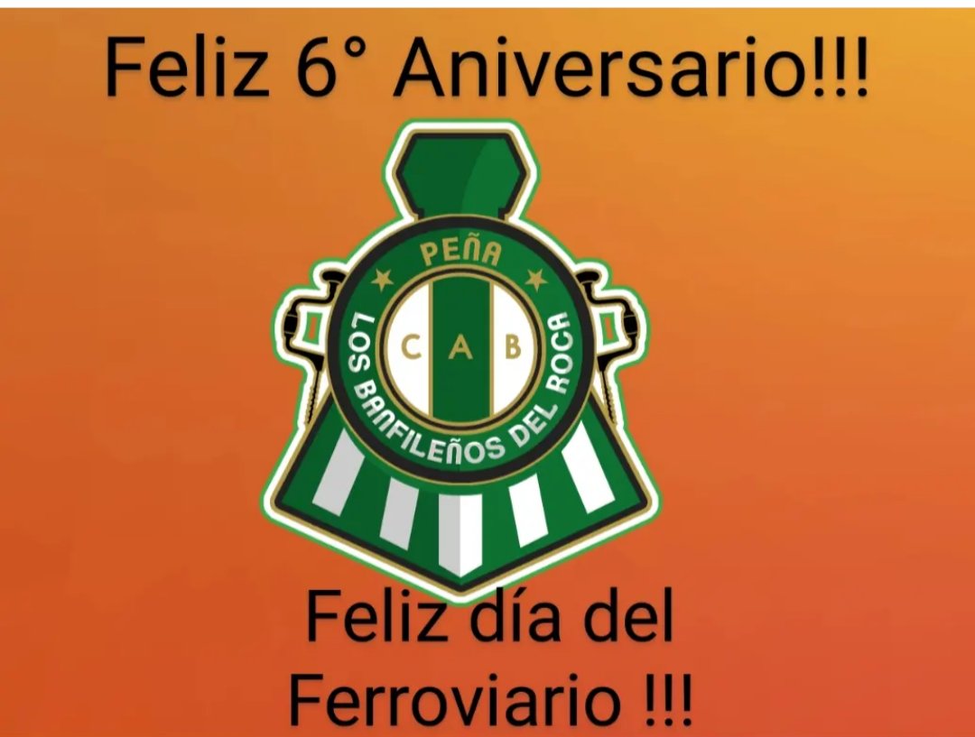 banfieldroca's tweet photo. Felicidades para todos los integrantes de la peña y Feliz día del Ferroviario !!!
6° Aniversario...
Banfileño y Ferroviario!!!
#vamostaladro
#banfield 
#banfileñosdelroca https://t.co/biFpsLopCx