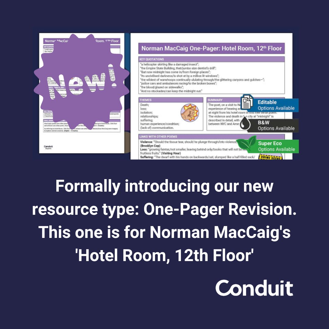 ConduitScotEdu's tweet photo. NEW resource-type. Revision in one page. Norman MacCaig's 'Hotel Room, 12th Floor'. https://t.co/ehubc7v1pb #normanmaccaig #hotelroom #scottishsettext #teachscotland #edutwitter #teachertwitter #TeacherLife #CfE #seniorphase #bge #nat4 #nat5 #higher #TeamEnglish https://t.co/DEQ2BwgVH0