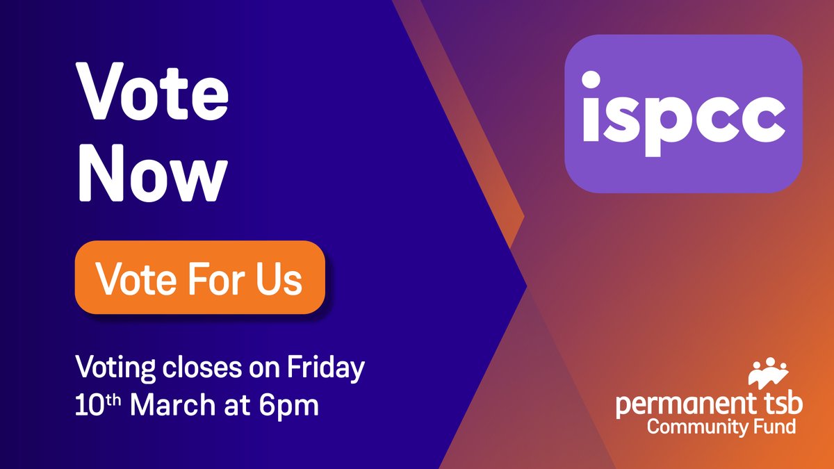 ISPCCChildline's tweet photo. We have been shortlisted for the @permanenttsb Community Fund for 2023! Your vote will help us ensure we can be there for children and young people in Ireland, whatever problems they face and whatever’s on their mind💜Please vote for us: https://t.co/DdkKZ1KZNV

#childline #ispcc https://t.co/oEMvc4stGt
