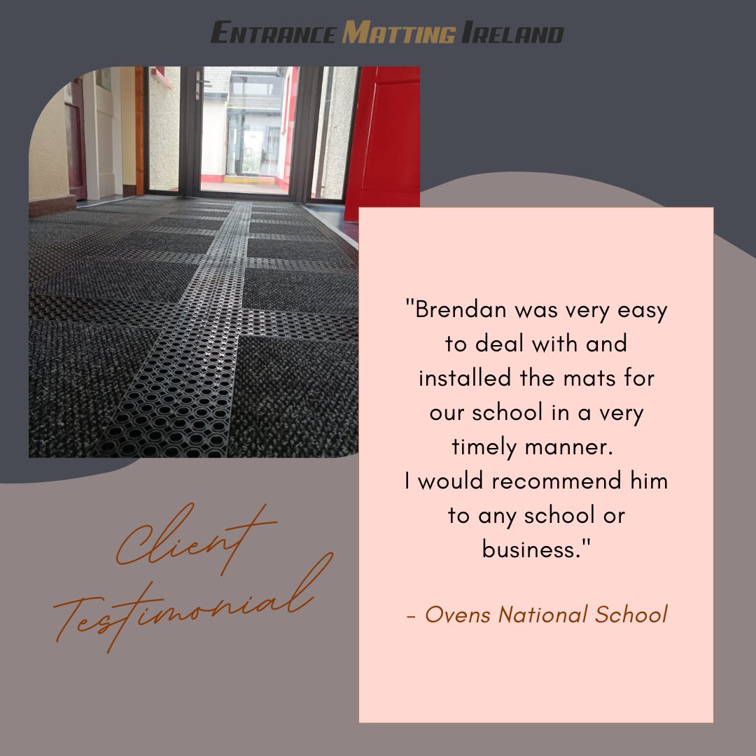 It's always great to get feedback from a recent installation - and this one is no different! 
Thank you Ovens National School.
Product: EMI Flex Modular Extreme Entrance Mat

#modularmats #entrancemattingireland #entrancemats #schoolmats #entrancemats #floormats #irishbusiness