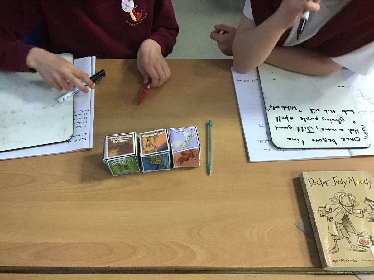 CharterY5's tweet photo. This week we are taking a leaf out of the Viking’s book and working on oral storytelling. 
Story dice help to structure our ideas so we can focus on epic events and colourful vocabulary. #charterenglish 
#storytelling #writingforpleasure https://t.co/deaJJzDOG3