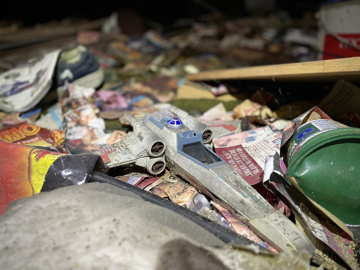 SWhitcher79's tweet photo. The weird things you find in lofts during bat surveys, an x-wing surrounded by discarded ‘mucky’ magazines. #bat #batsurvey #strange #surveys #ecology https://t.co/jzM1MVmuBt