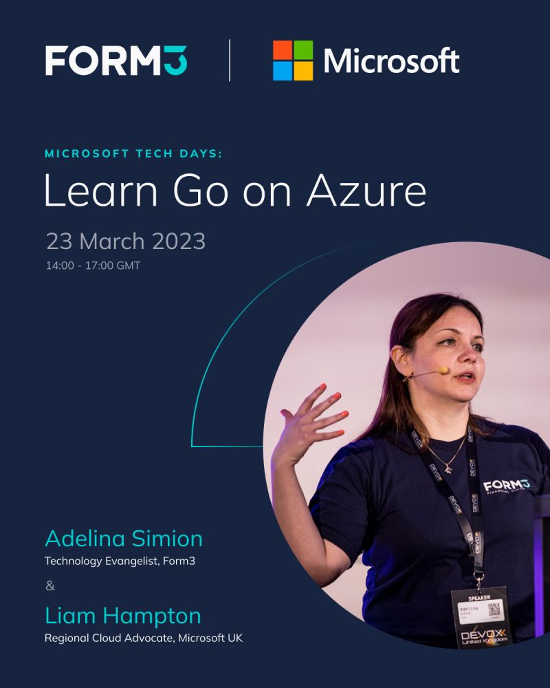 Liam Hampton, Cloud Advocate at Microsoft, and @classic_addetz, Tech Evangelist at @Form3Cloud, will be co-hosting the 'Learn Go on Azure' session, where they'll be sharing their #golang knowledge and demonstrating how to build services on #Azure 👉 form3.co/3y1SNpv