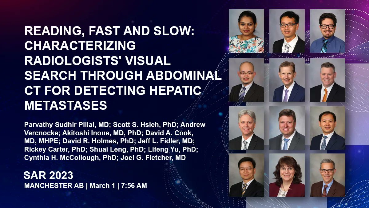 Mayo Clinic Radiology (@mayoradiology) on Twitter photo "Reading, Fast and Slow: Characterizing Radiologists' Visual Search Through Abdominal CT for Detecting Hepatic Metastases" will be presented during the Scientific Session "Clinical Practice Improvement" at 7-8:45 a.m. today, in Manchester AB at #SAR23. #MayoAtSAR23 "Reading, Fast and Slow: Characterizing Radiologists' Visual Search Through Abdominal CT for Detecting Hepatic Metastases" will be presented during the Scientific Session "Clinical Practice Improvement" at 7-8:45 a.m. today, in Manchester AB at #SAR23. #MayoAtSAR23